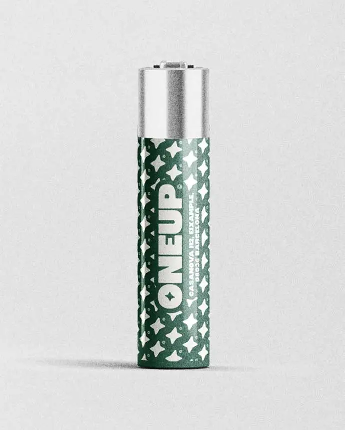 1UP branded green lighter — Barcelona cannabis social club accessory
